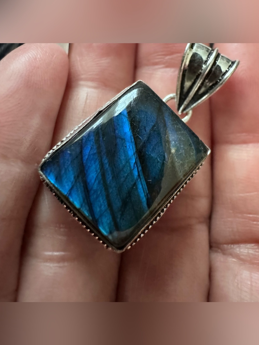 Artisan Blue Labradorite Silver Pendant
